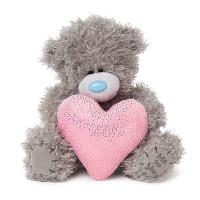 7" Holding Large Pink Padded Heart Me to You Bear Extra Image 2 Preview